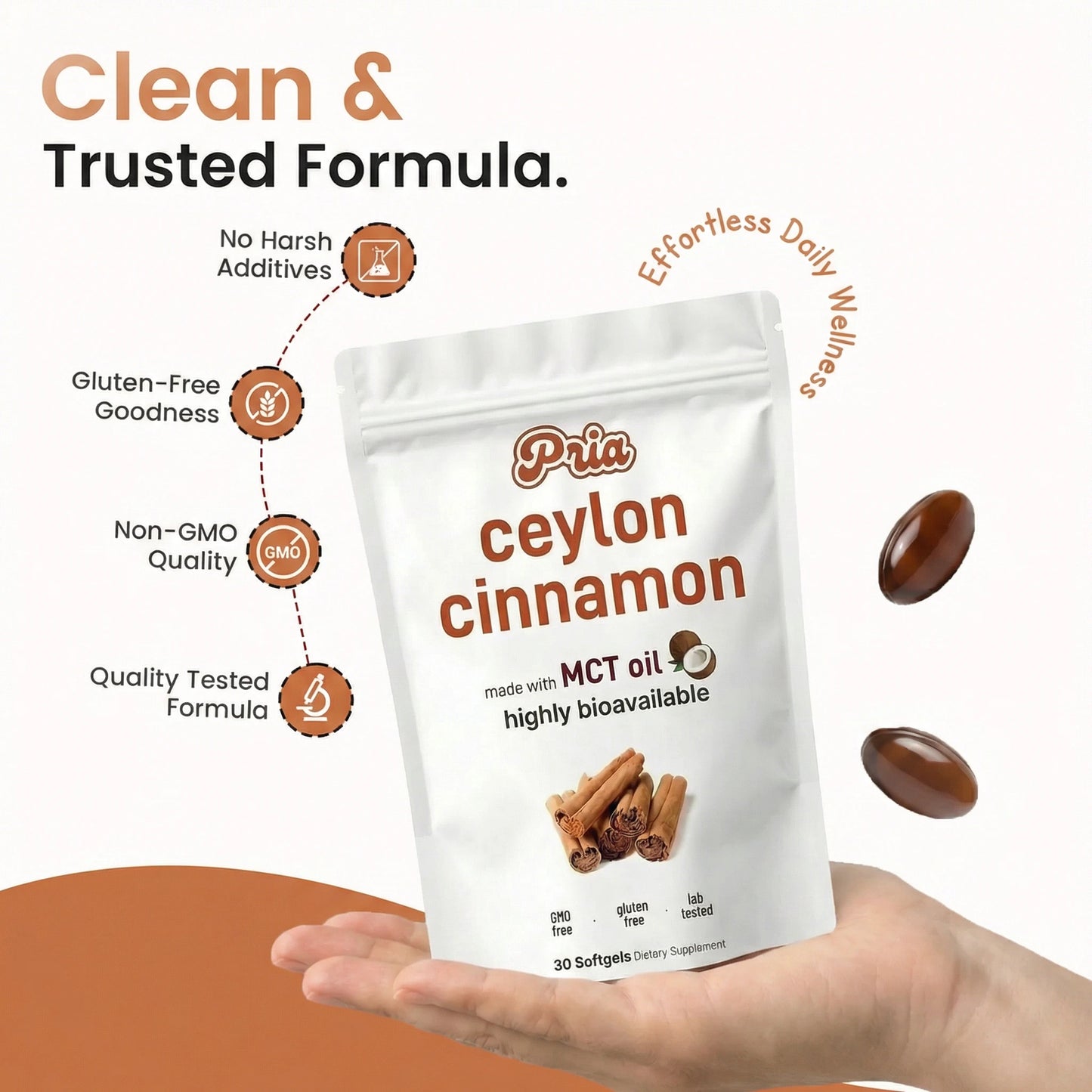 Pria Ceylon Cinnamon with MCT Oil Softgels