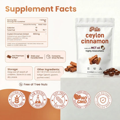 Pria Ceylon Cinnamon with MCT Oil Softgels